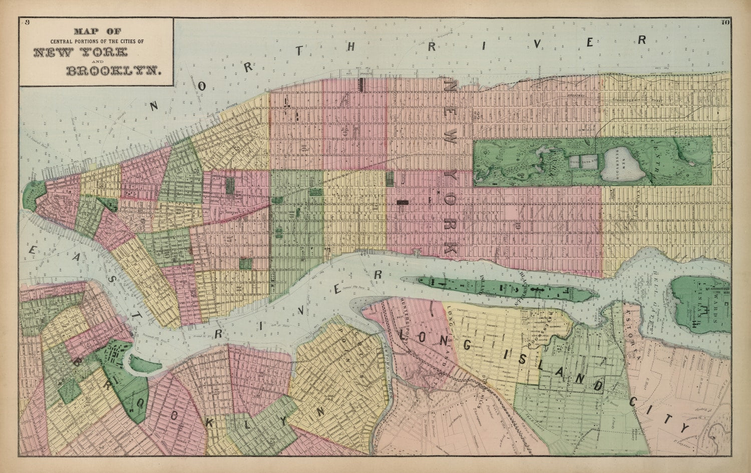 Vintage Map of Brooklyn, New York 1873