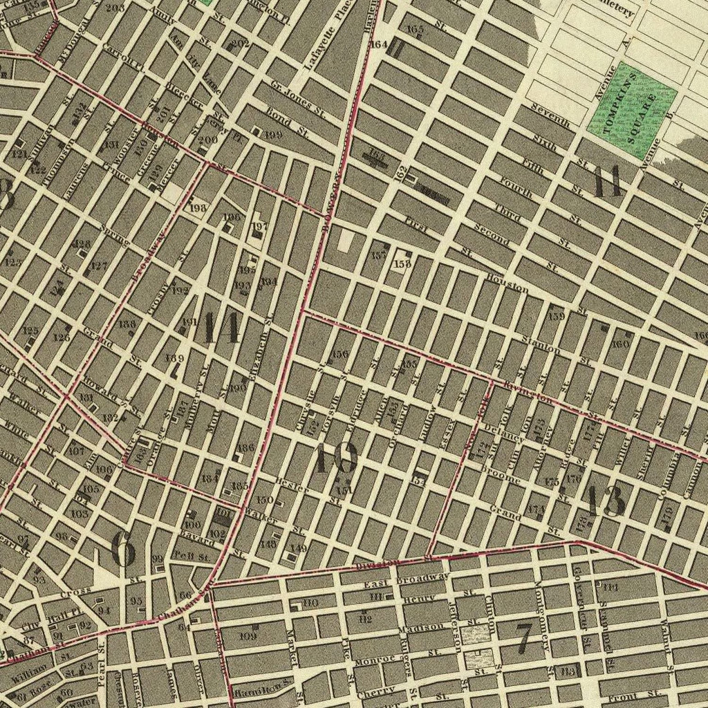 Vintage Map of New York City, New York 1836