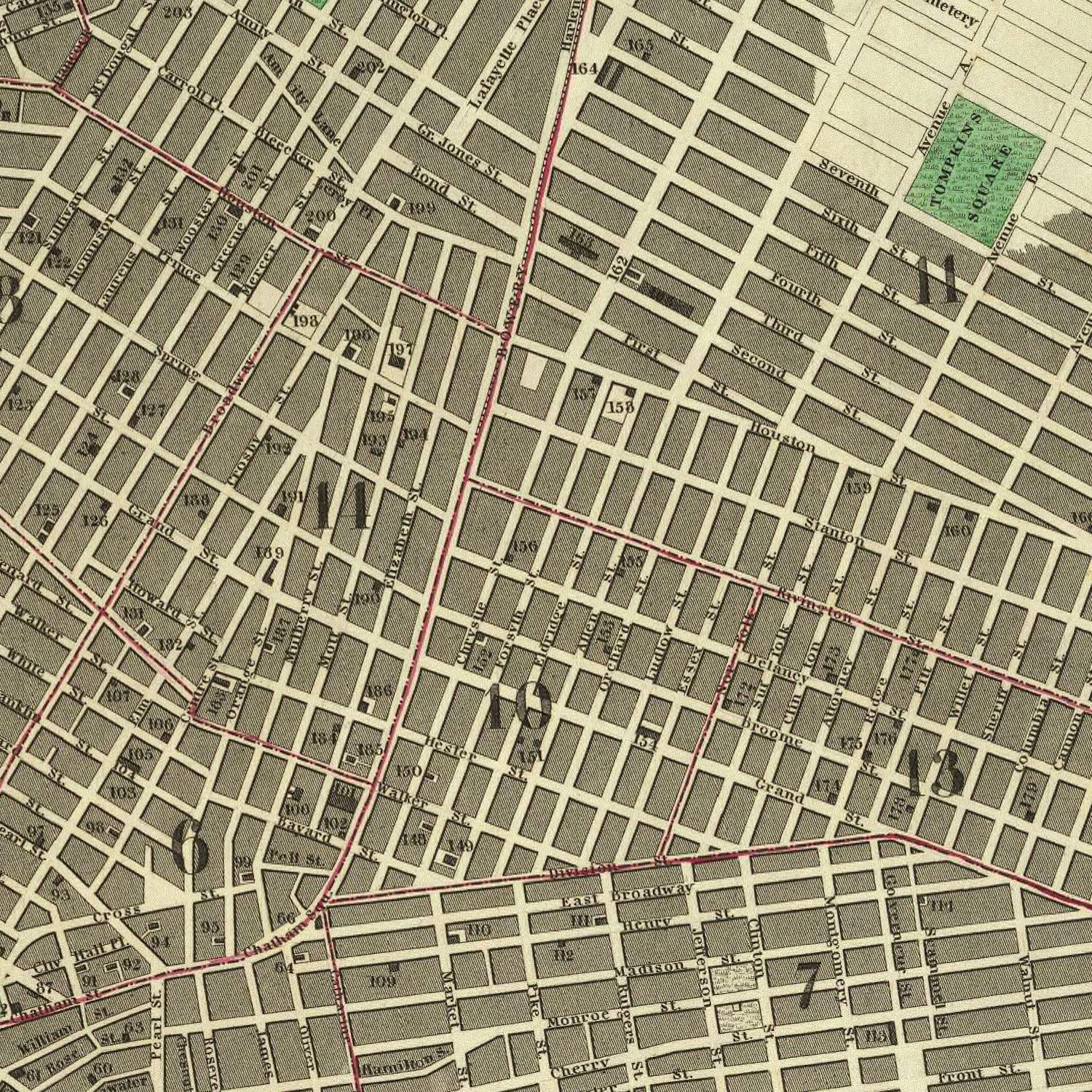 Vintage Map of New York City, New York 1836