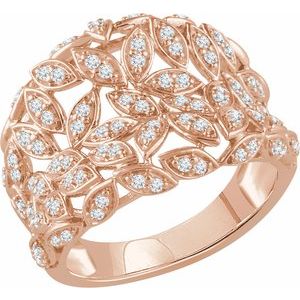 14K Rose Gold 1/2 CTW Natural Diamond Leaf Ring
