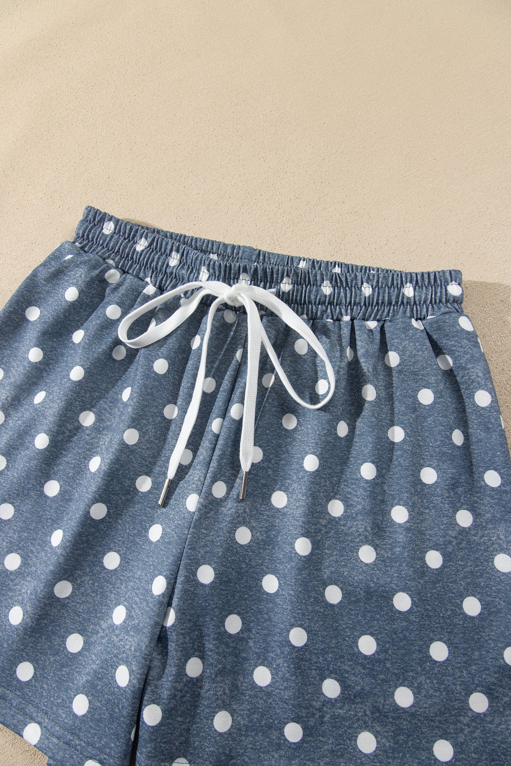 Polka Dot Long Sleeve Top & Drawstring Shorts Set