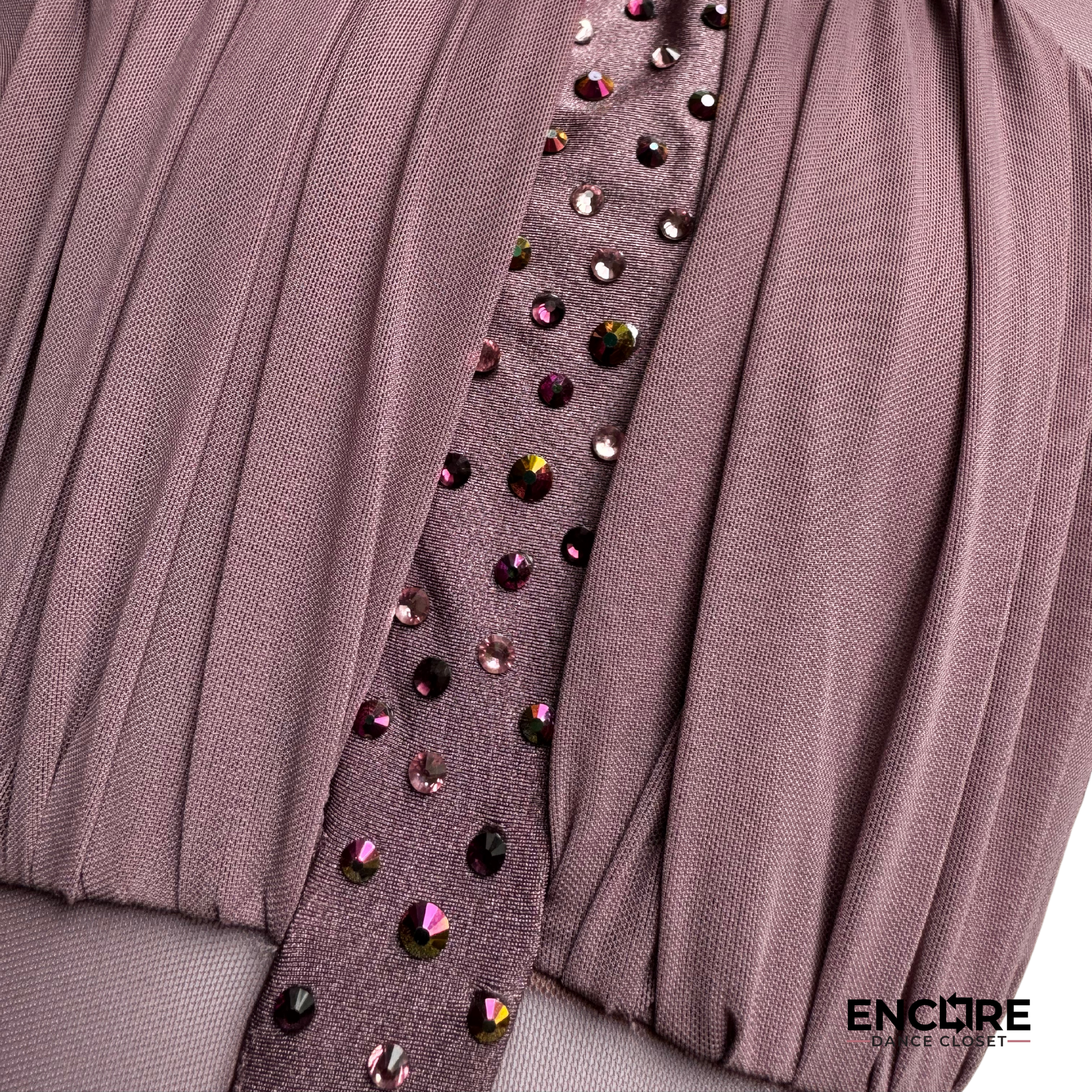 Mesh Leotard with Rhinestone Embellishments
