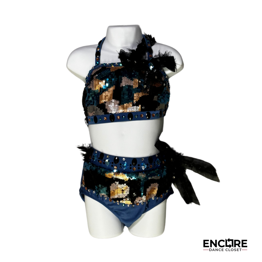 Blue Sequined Two-Piece