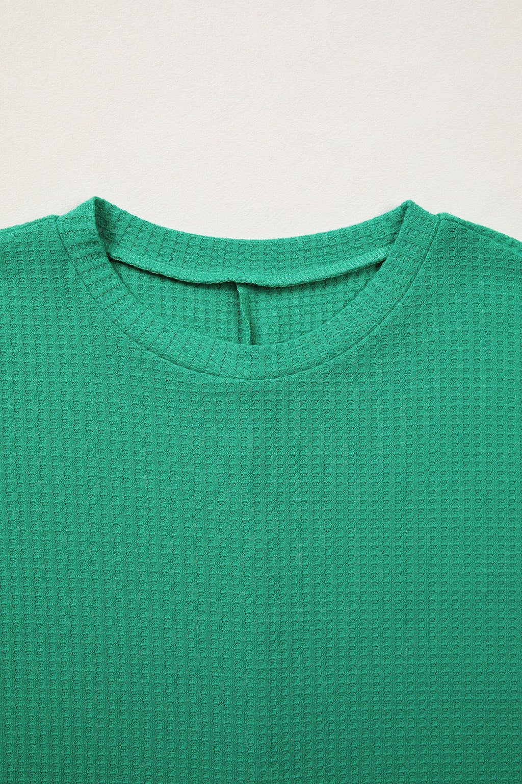 Solid Waffle Knit Dolman Short Sleeve Loose Top