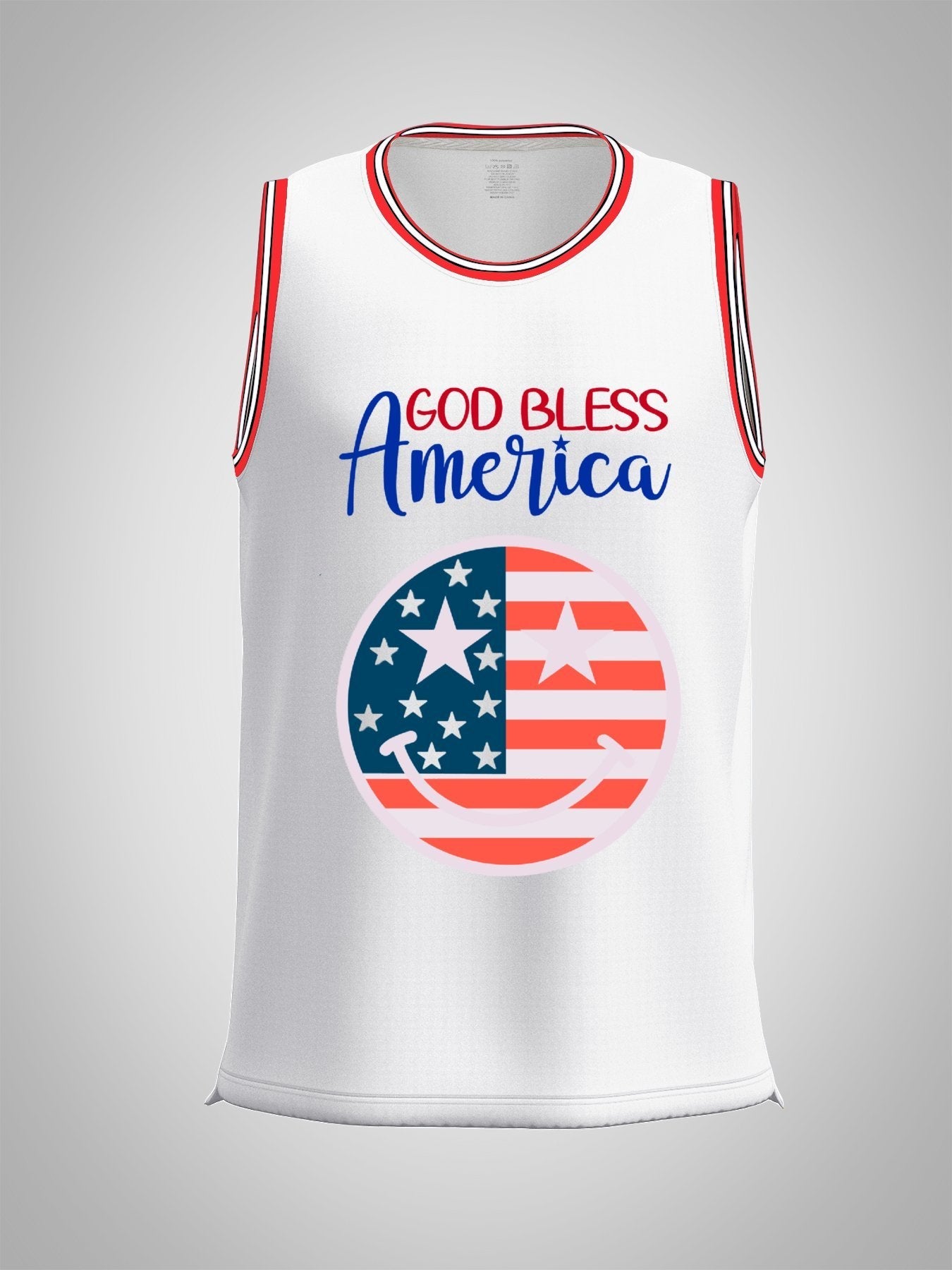 God Bless America Adult White & Red Basketball Jersey | Ships From USA