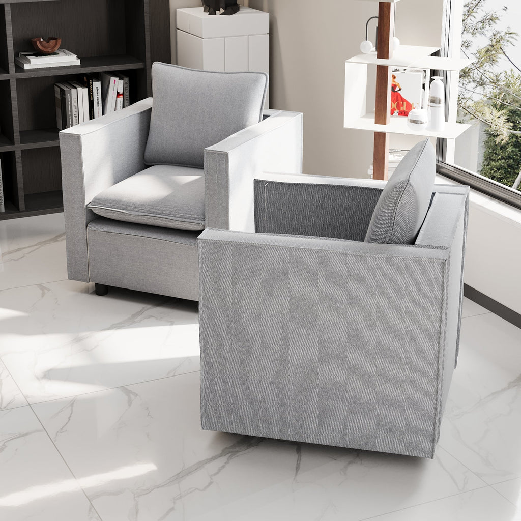 Decorative chair, comfortable gray single sofa chair, soft breathable seat cushion, soft cushion armchair, modern comfortable sofa chair in bedroom/corner/reading room