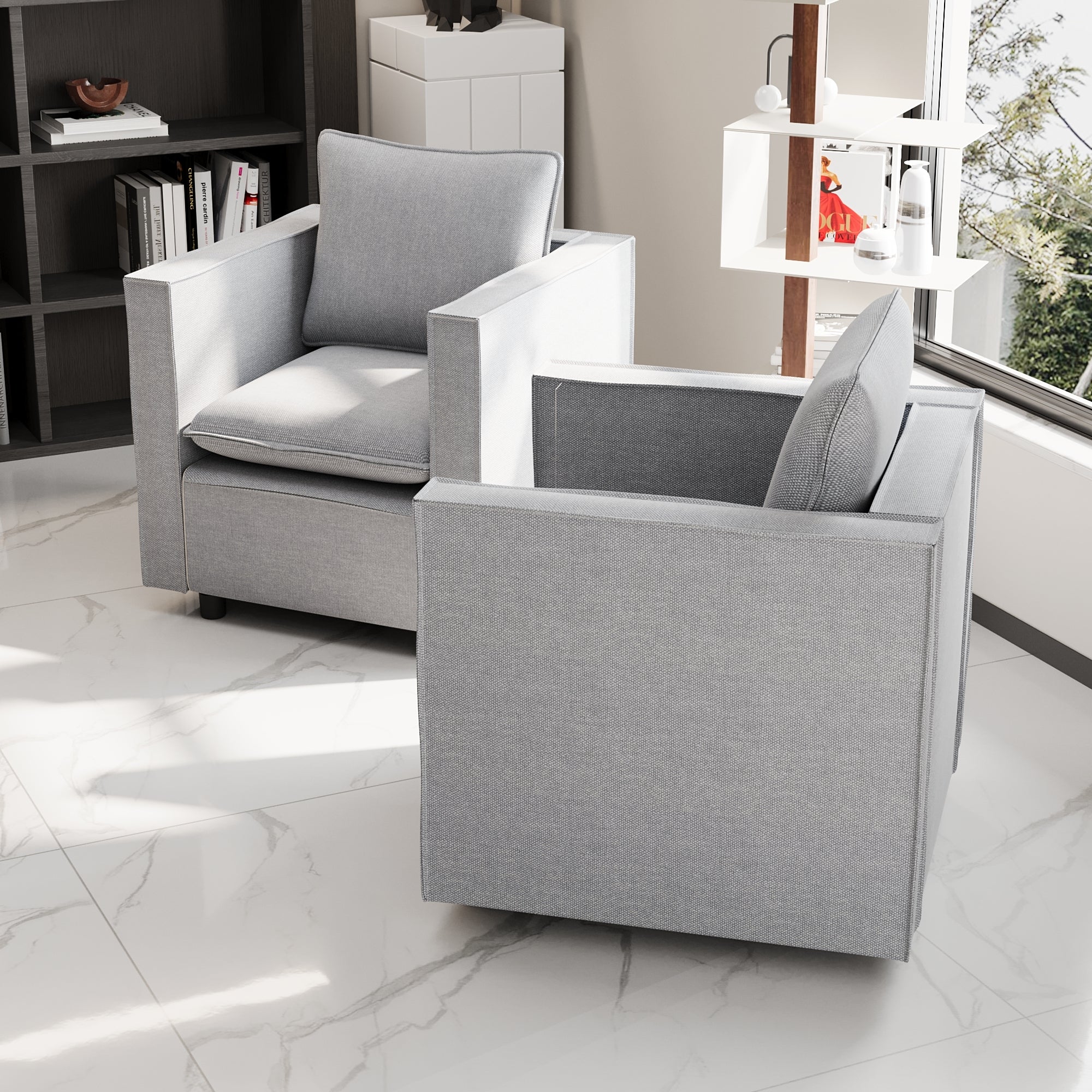 Decorative chair, comfortable gray single sofa chair, soft breathable seat cushion, soft cushion armchair, modern comfortable sofa chair in bedroom/corner/reading room