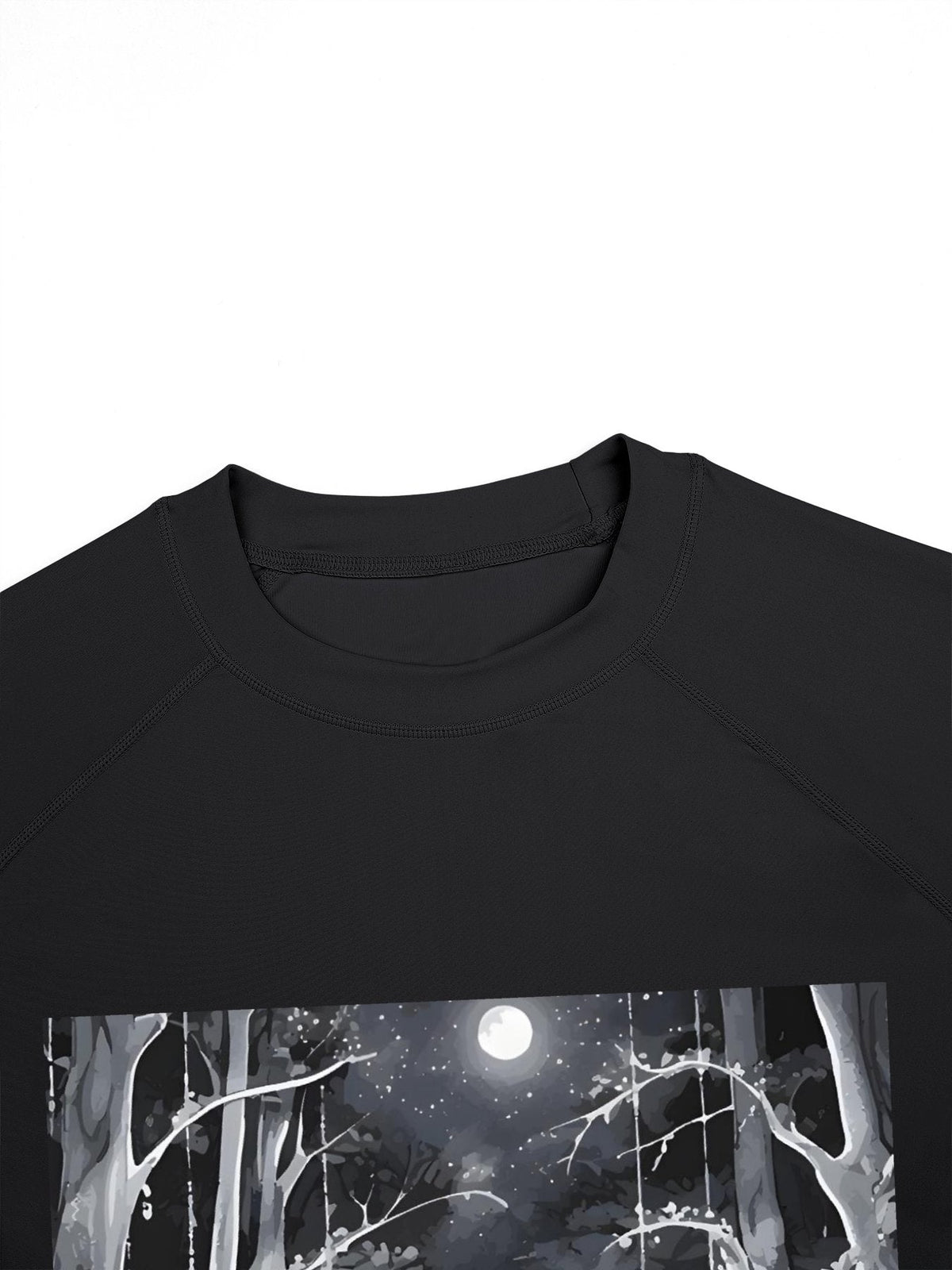 Ethereal Wolf in the Moonlight Men's Long-Sleeve Surfing Top (Front Printing)