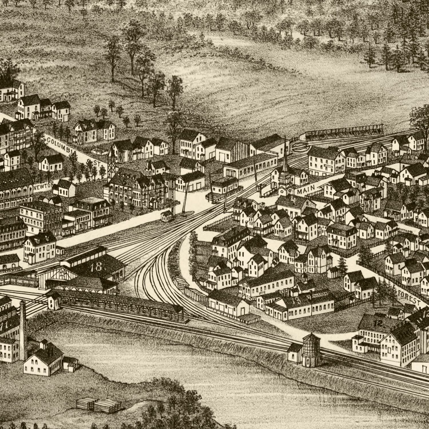 Vintage Map of Ayer, Massachusetts 1886