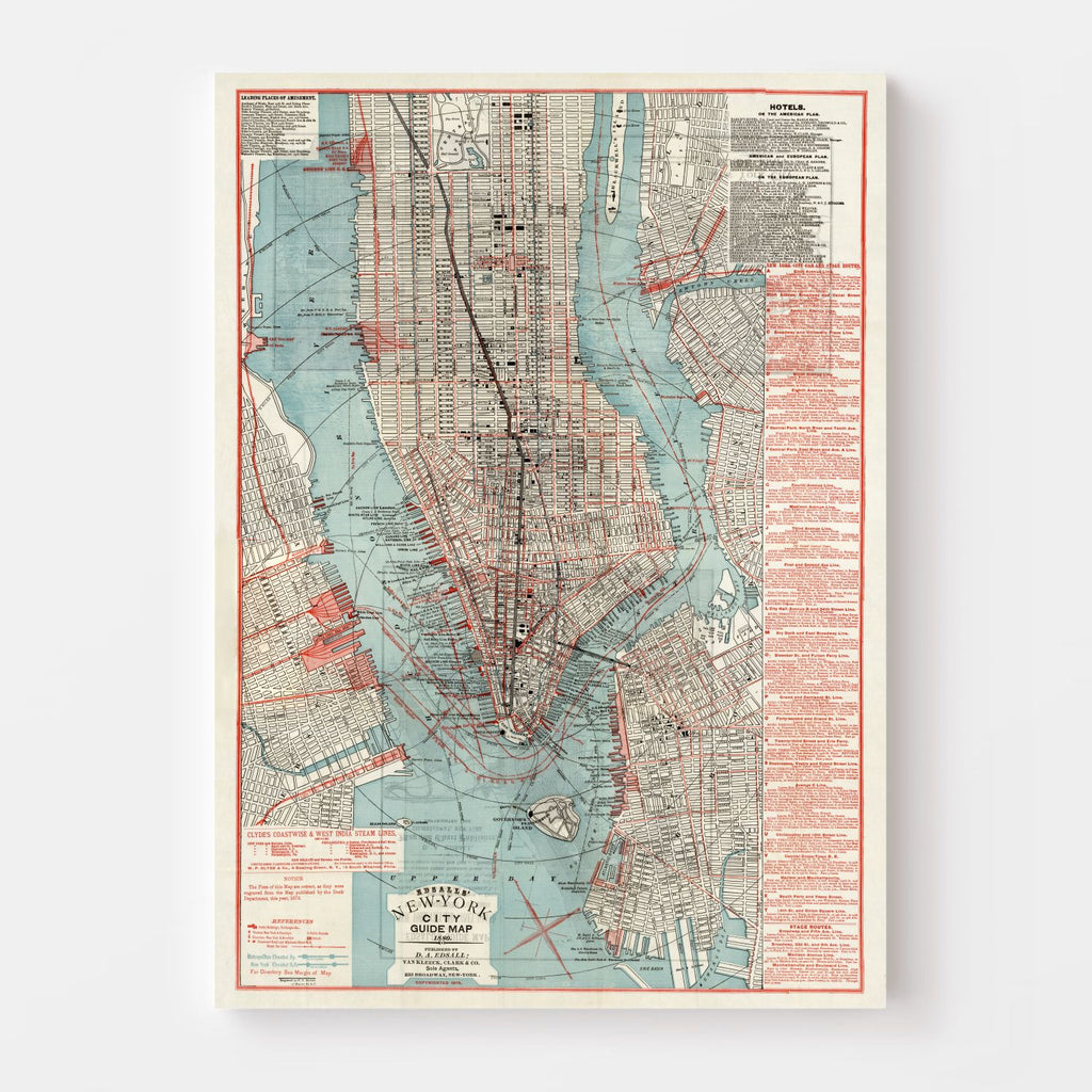 Vintage Map of New York City, New York 1880