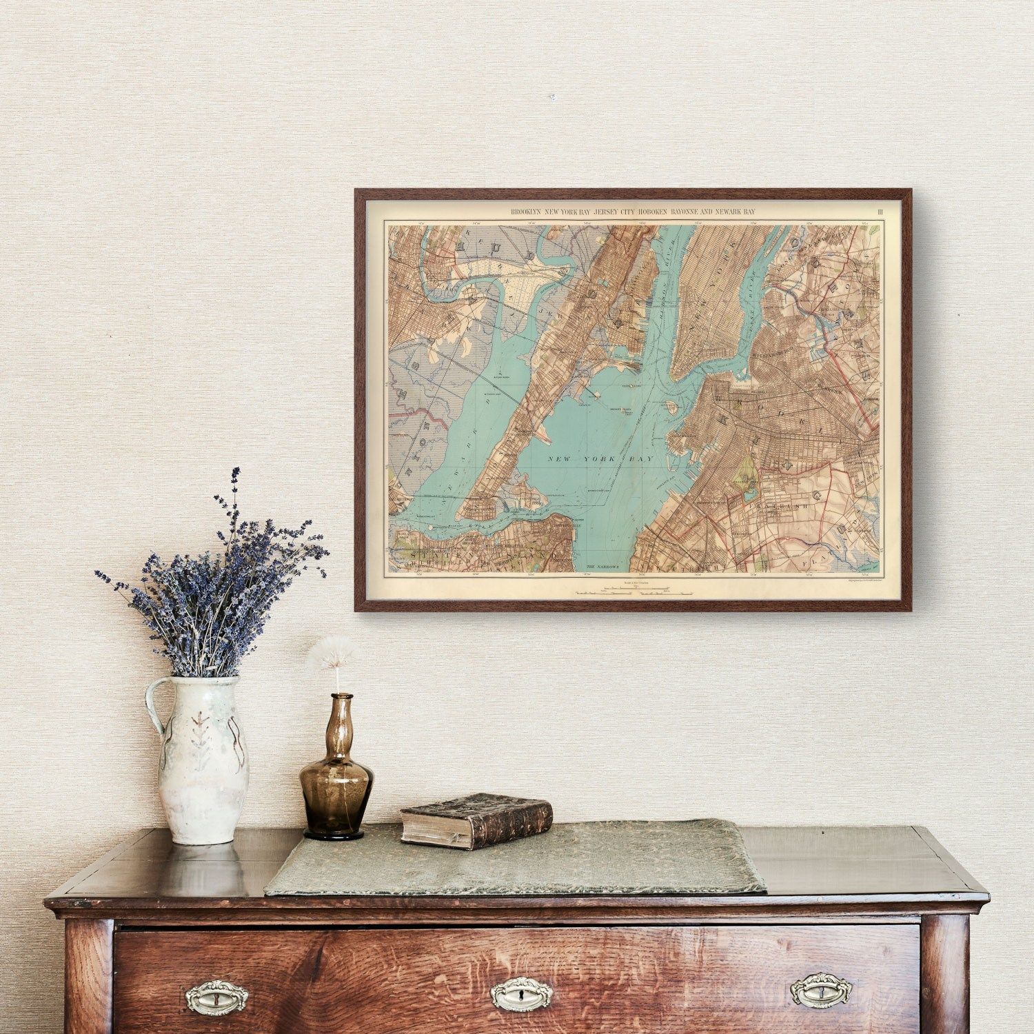 Vintage Map of New York Bay, New York 1891