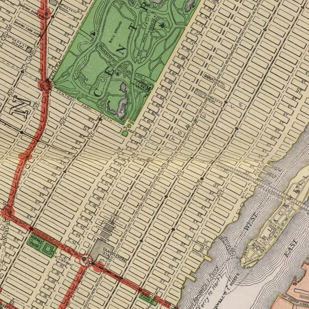 Vintage Map of New York City, New York 1911