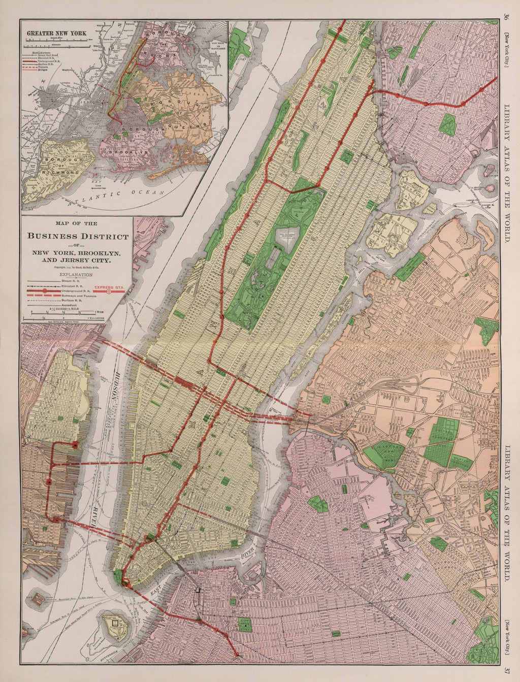 Vintage Map of New York City, New York 1911