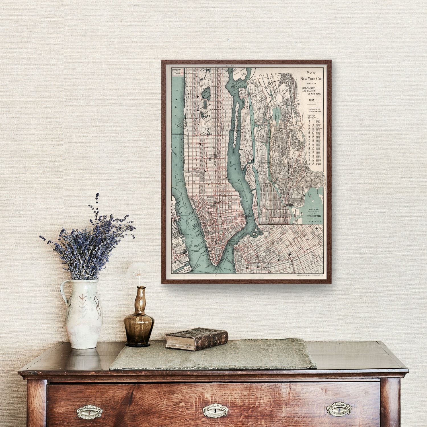 Vintage Map of New York City, New York 1897