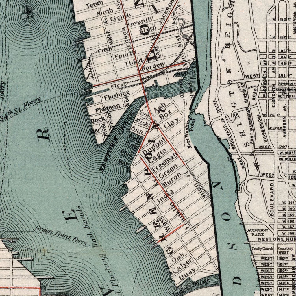 Vintage Map of New York City, New York 1897