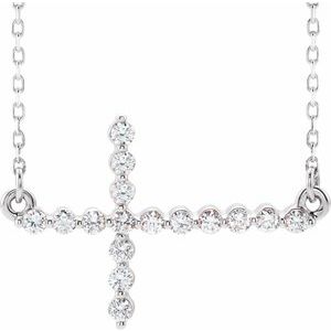 Platinum 1/5 CTW Natural Diamond Sideways Cross 16-18" Necklace