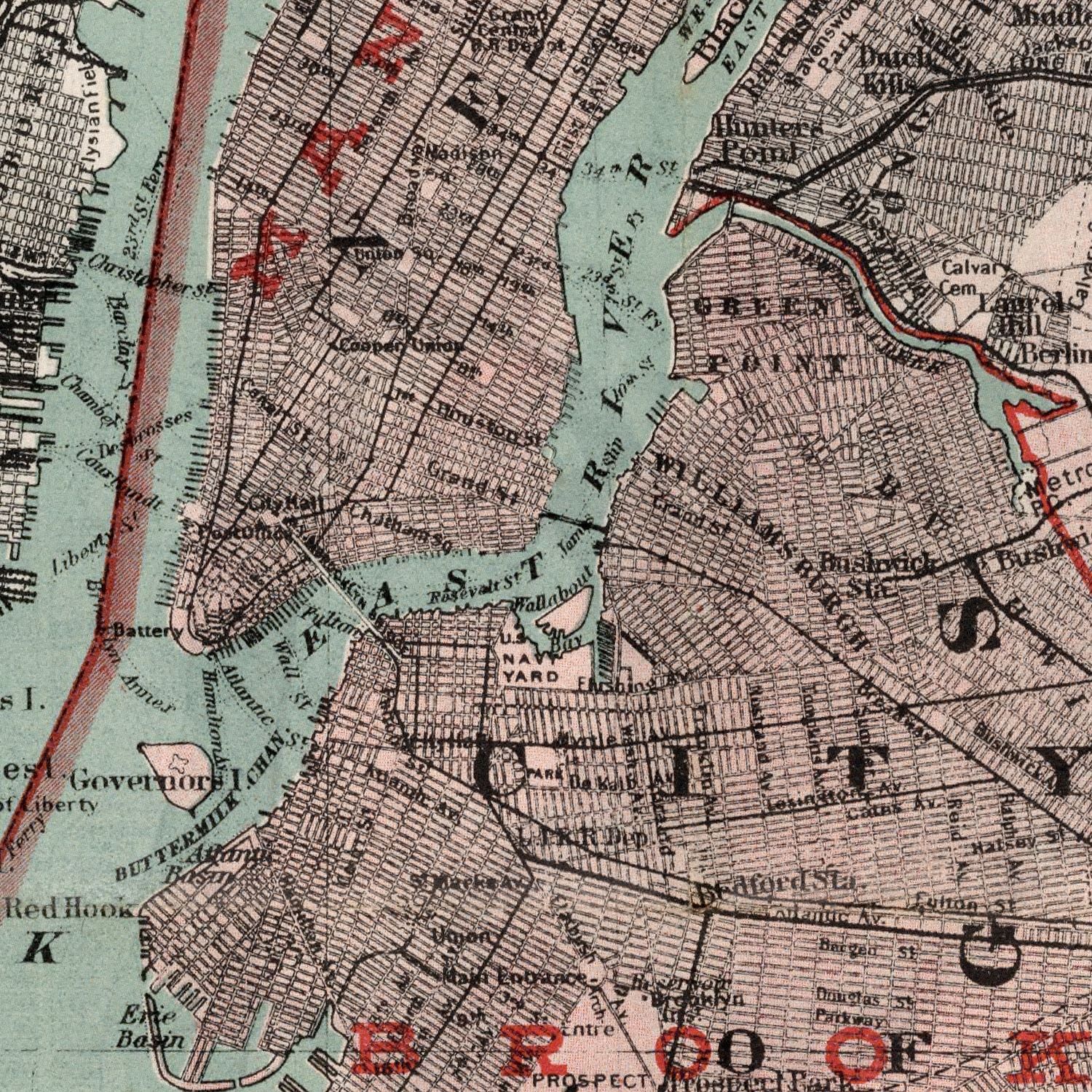 Vintage Map of New York City, New York 1897