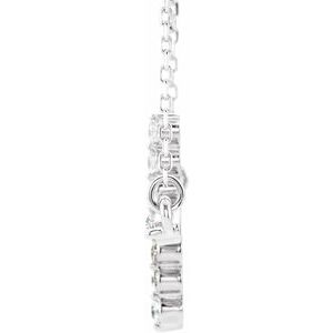 Sterling Silver 1/5 CTW Natural Diamond Sideways Cross 16-18" Necklace