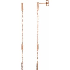 14K Rose Gold 1/10 CTW Natural Diamond Chain Earrings