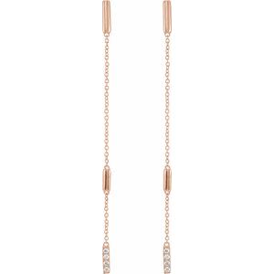 14K Rose Gold 1/10 CTW Natural Diamond Chain Earrings – image 2