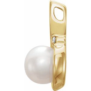 14K Yellow Gold Cultured White Freshwater Pearl & .015 CT Natural Diamond Pendant