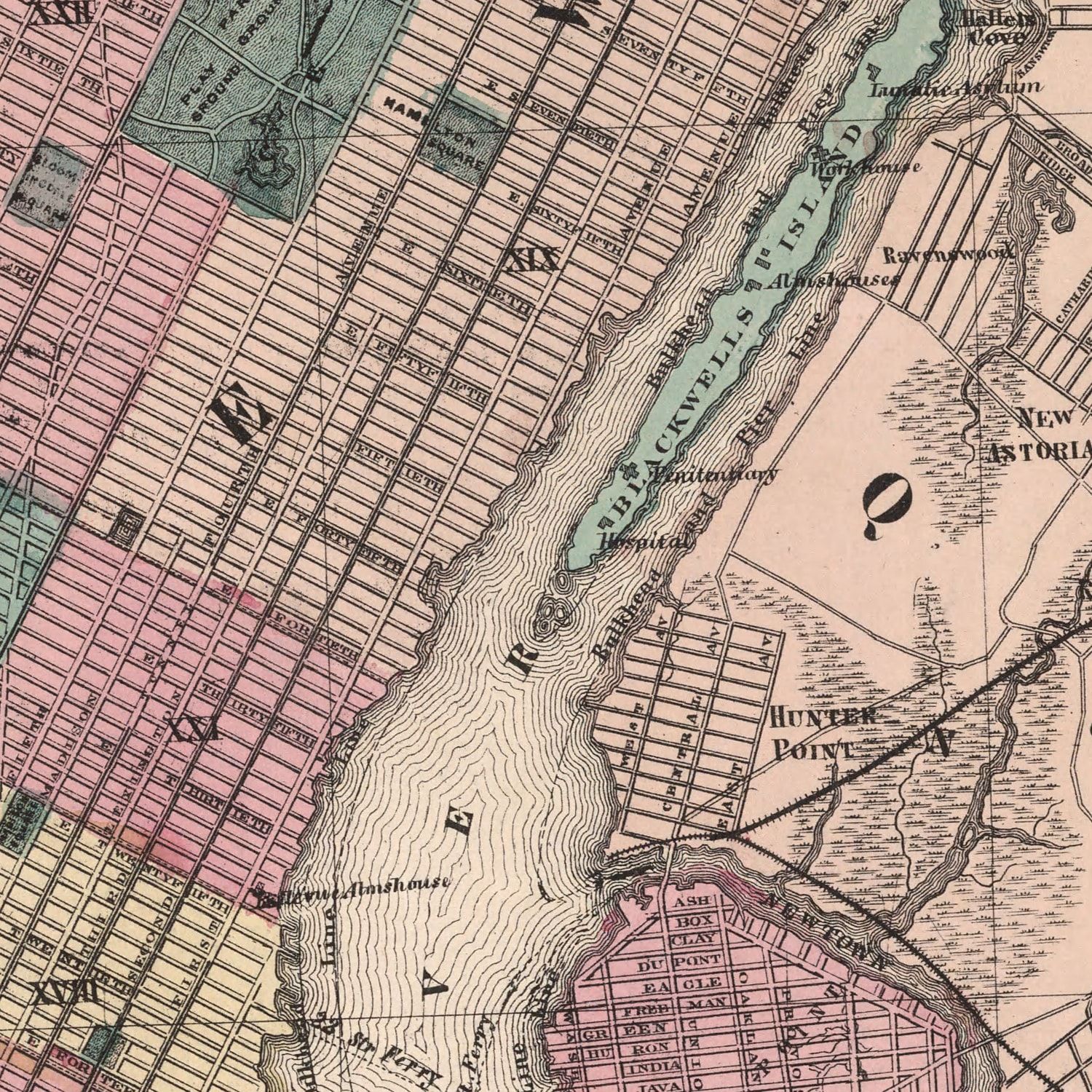 Vintage Map of Brooklyn, New York 1867