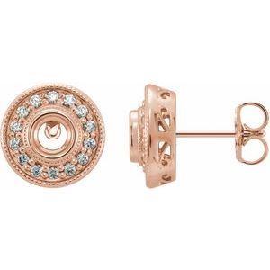 14K Rose Gold 6 mm Round 1/3 CTW Natural Diamond Semi-Set Halo-Style Earrings