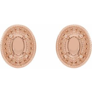14K Rose Gold 7x5 mm Oval 4-Prong Halo-Style Earring Mounting – image 2