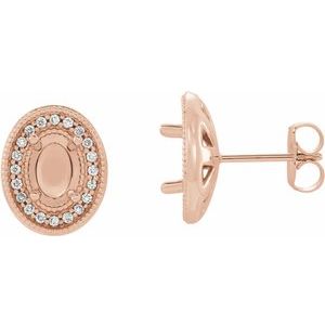 14K Rose Gold 6x4 mm Oval 1/5 CTW Natural Diamond Halo-Style Semi-Set Earrings