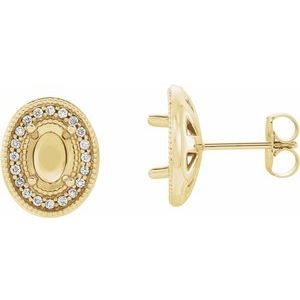 14K Yellow Gold 7x5 mm Oval 1/6 CTW Natural Diamond Halo-Style Semi-Set Earrings