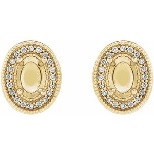 14K Yellow Gold 7x5 mm Oval 1/6 CTW Natural Diamond Halo-Style Semi-Set Earrings – image 2