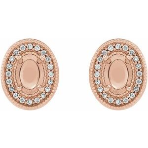 14K Rose Gold 5x3 mm Oval 1/8 CTW Natural Diamond Halo-Style Semi-Set Earrings – image 2