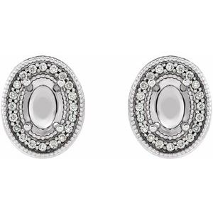 14K White Gold 6x4 mm Oval 1/5 CTW Natural Diamond Halo-Style Semi-Set Earrings – image 2