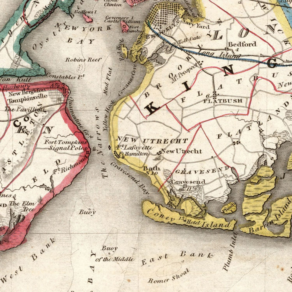 Vintage Map of New York City, New York 1836