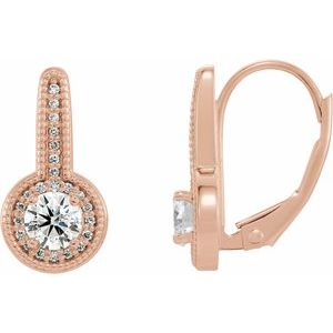 14K Rose Gold 5/8 CTW Natural Diamond Halo-Style Dangle Earrings