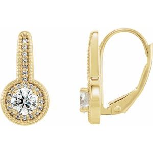 14K Yellow Gold 5/8 CTW Natural Diamond Halo-Style Dangle Earrings