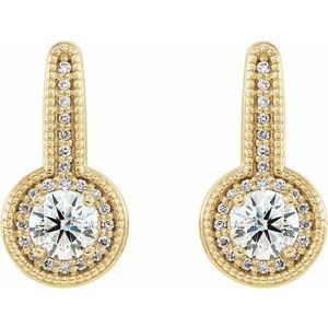 14K Yellow Gold 5/8 CTW Natural Diamond Halo-Style Dangle Earrings – image 2