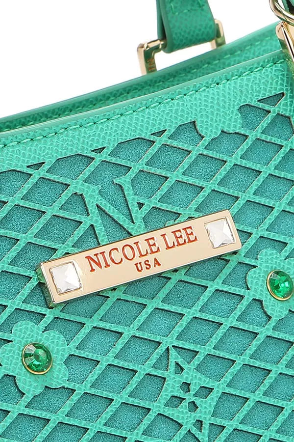 Nicole Lee USA Structured Tote Bag Monogram Print Pattern