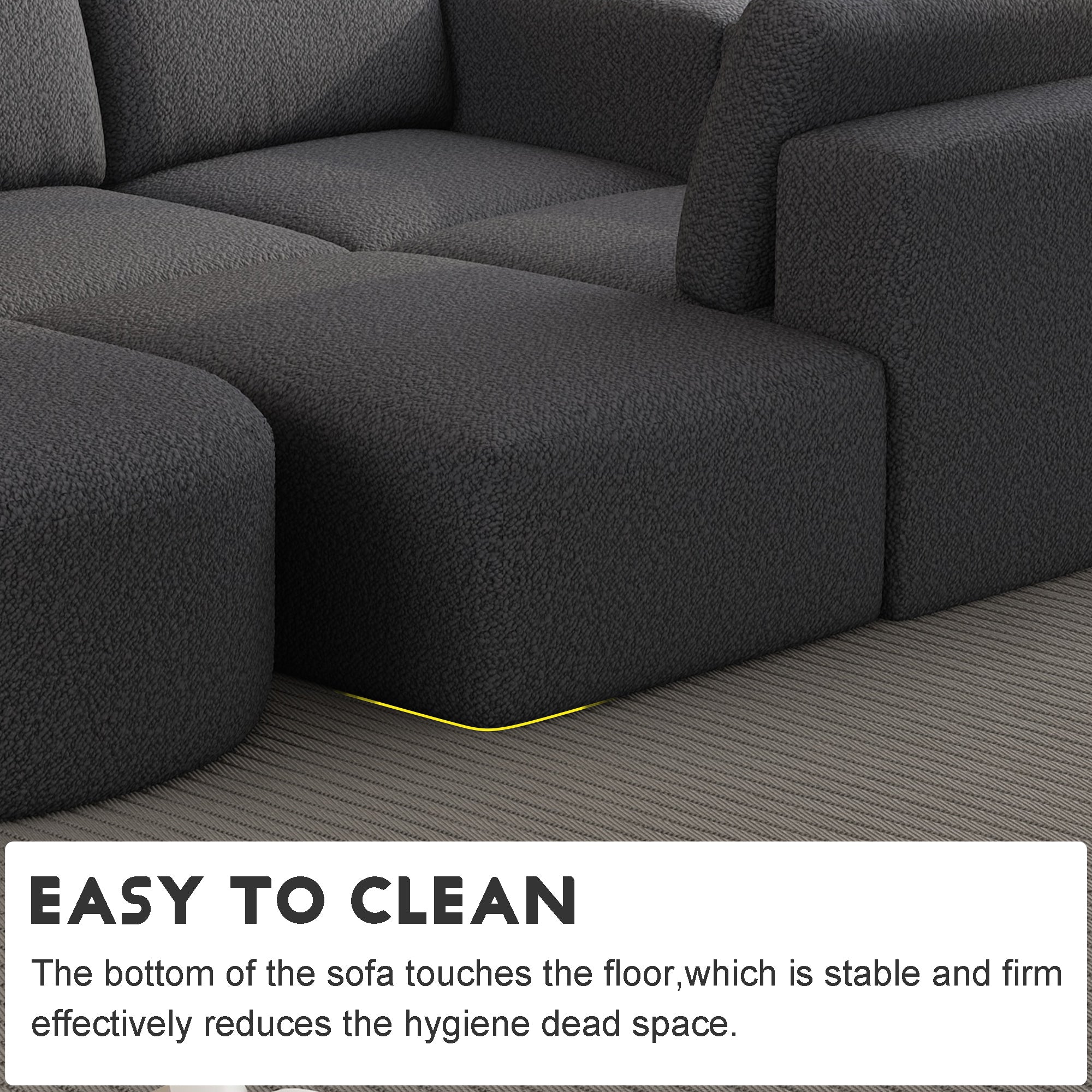 104.32*70.86 Modular Sectional Sofa Sleeper Couch, Sectional Sofa with Chaise and Ottoman, Convertible U Shaped Modular Sofa Set. Compressed sponge, Dark Grey (Combo A+B+C+D)