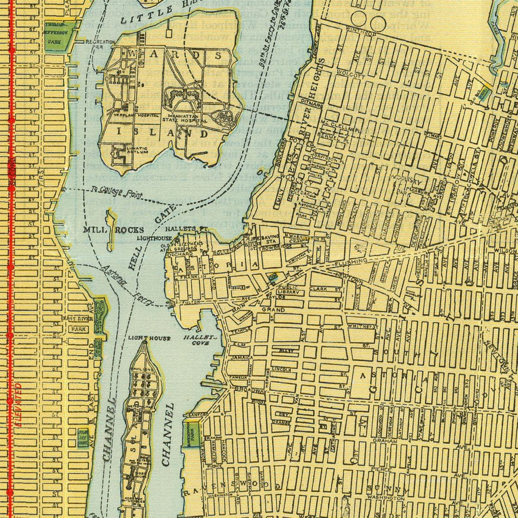 Vintage Map of New York City, New York 1918