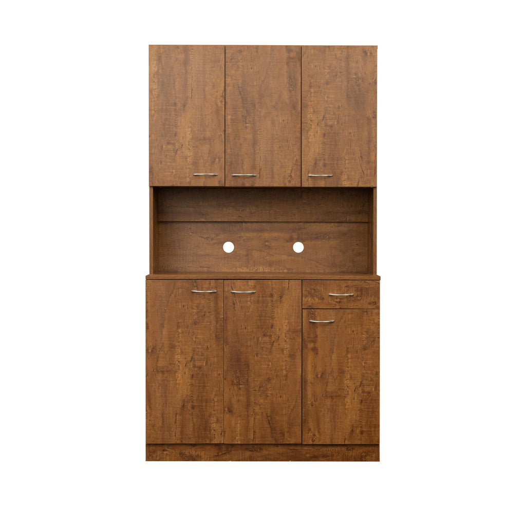 70.87' Tall Wardrobe& Kitchen Cabinet, with 6-Doors, 1-Open Shelves and 1-Drawer for bedroom,Walnut