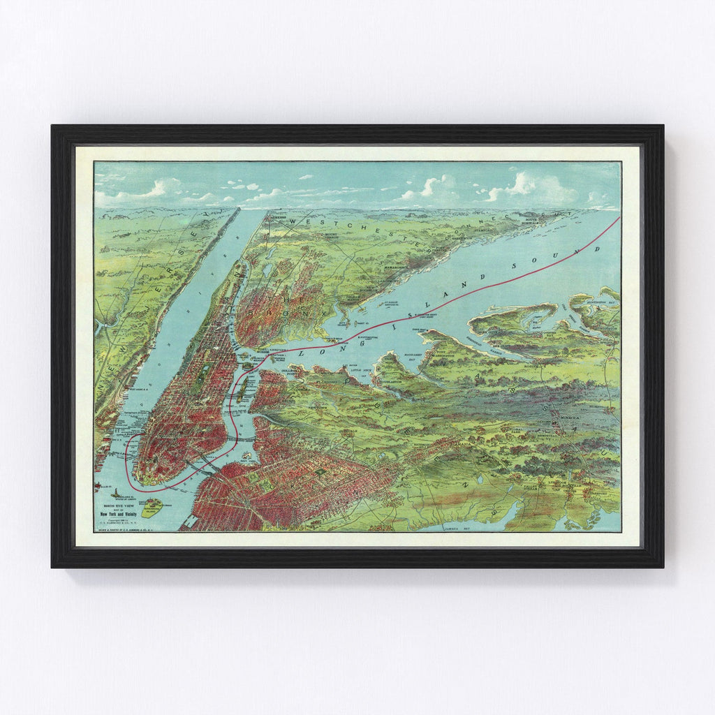 Vintage Map of Long Island, New York 1909