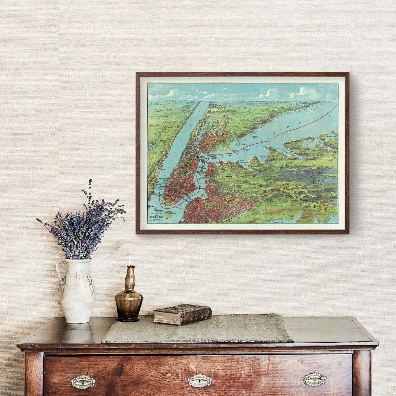 Vintage Map of Long Island, New York 1909