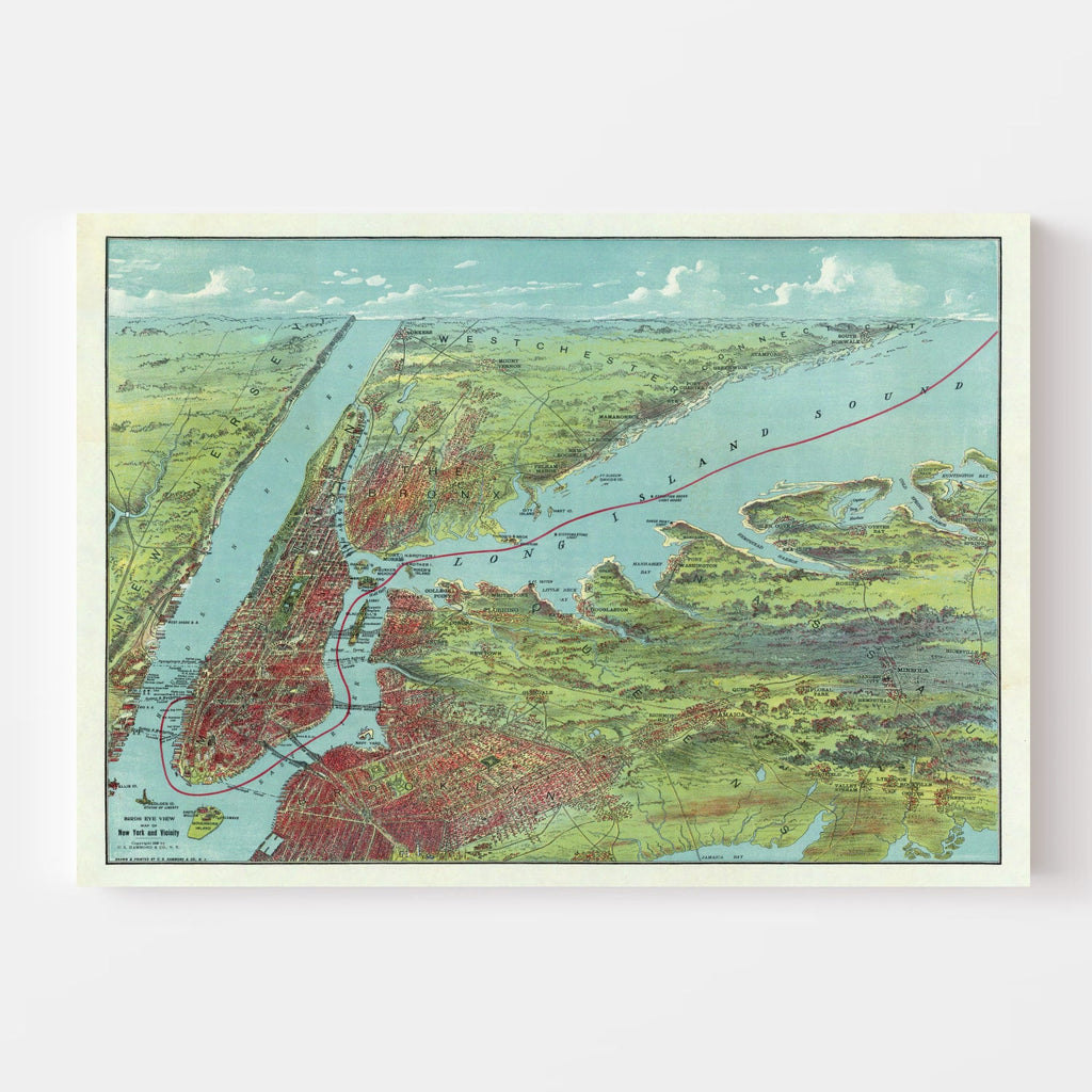 Vintage Map of Long Island, New York 1909