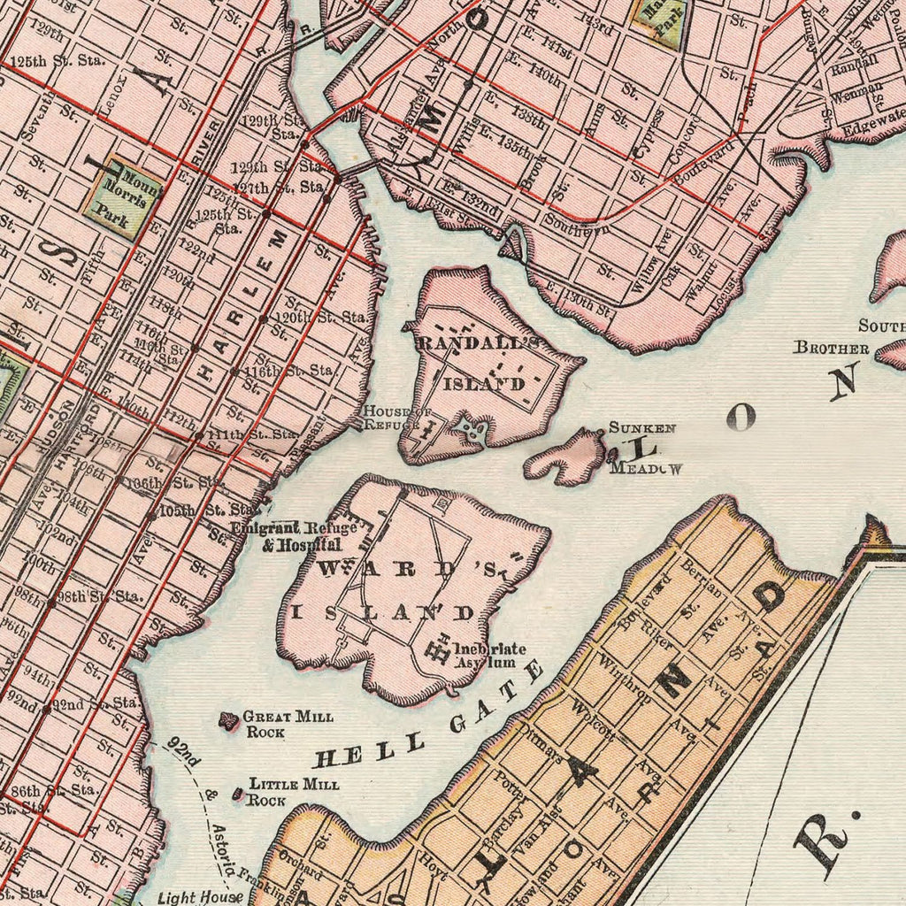 Vintage Map of New York City, New York 1892