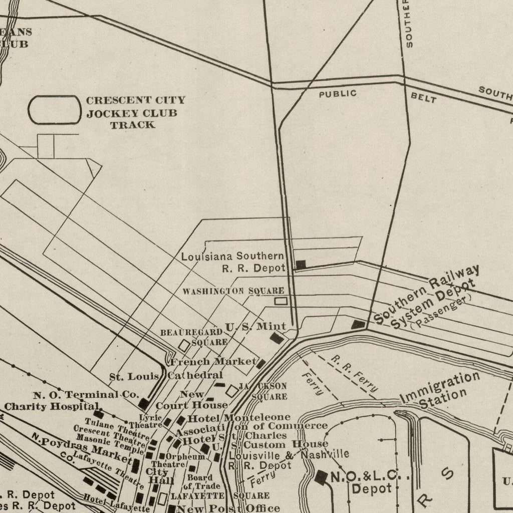 Vintage Map of New Orleans, Louisiana 1924