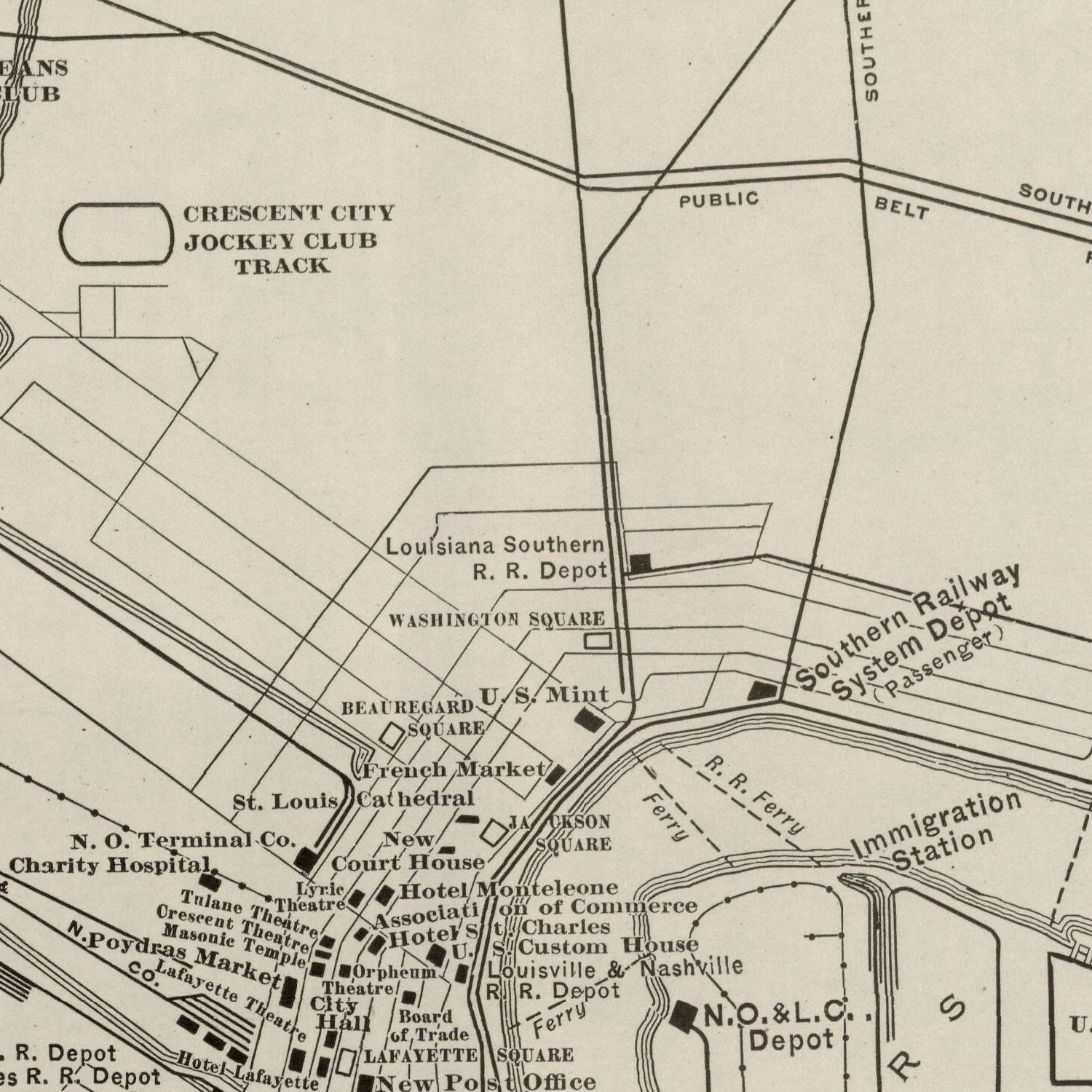 Vintage Map of New Orleans, Louisiana 1924