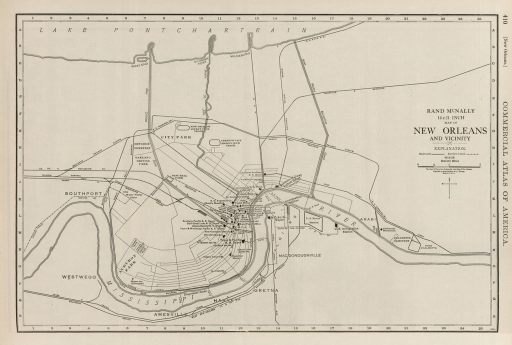 Vintage Map of New Orleans, Louisiana 1924