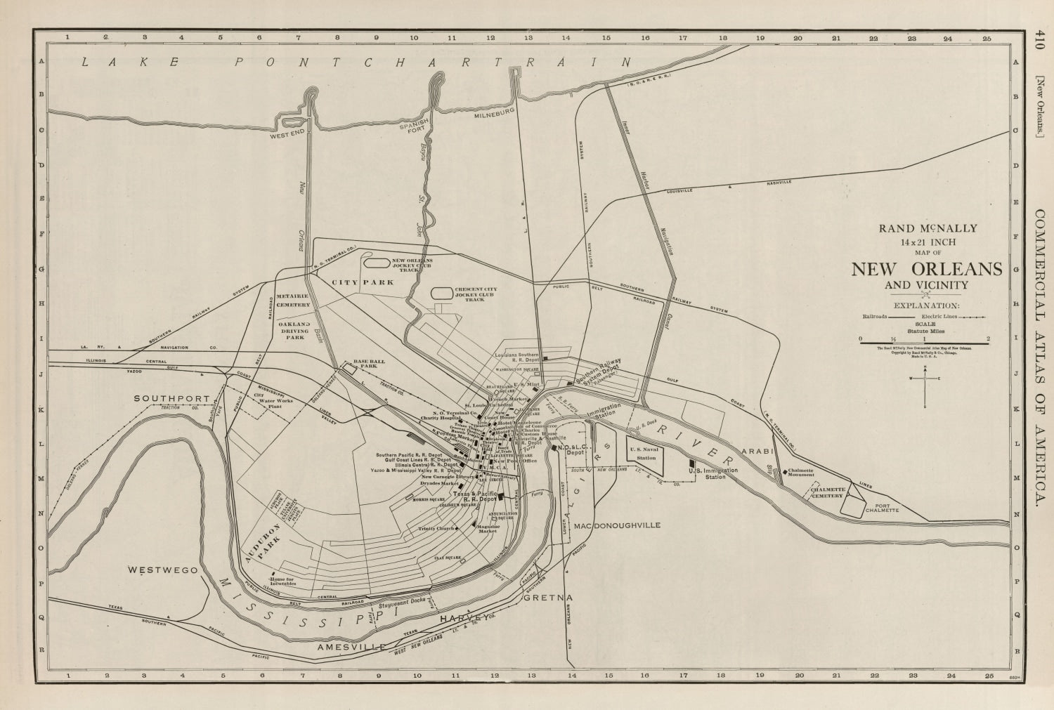 Vintage Map of New Orleans, Louisiana 1924