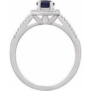 Sterling Silver Lab-Grown Alexandrite & .01 CTW Natural Diamond Ring